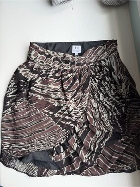 Halston Heritage Brown and Cream Asymmetrical Skirt
